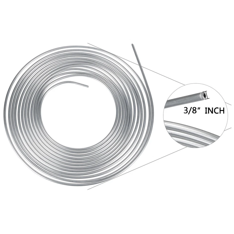 2x Kit de Tubos de Línea de Freno - Flexible Doble Acero Galvanizado 3/8" OD 25 ft Rollo Foto 4 de 4
