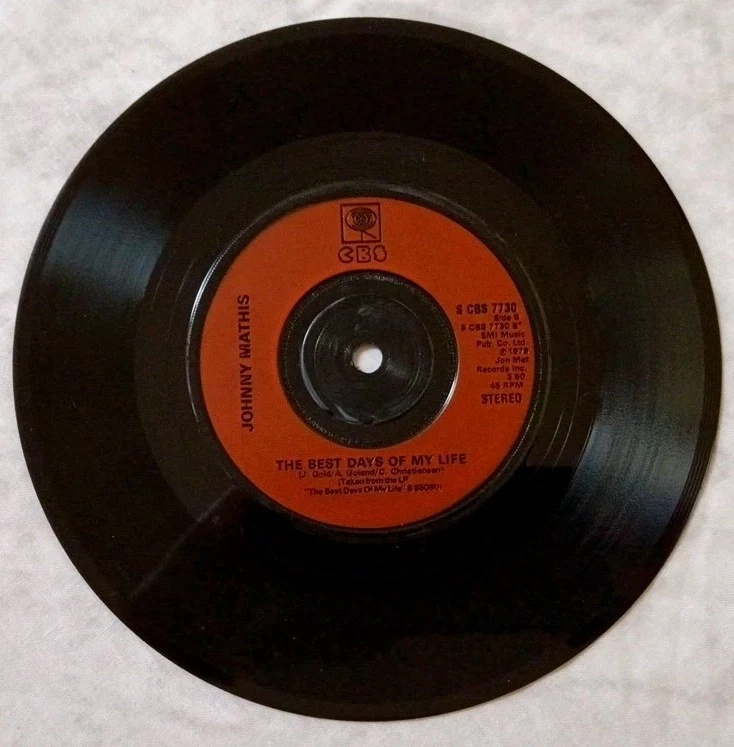 Johnny Mathis-Gone Gone Gone/The Best Days Vinyl 7" Single.1979 S CBS 7730.  - Image 4 of 4