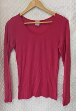 Red Ram Women's L Fuchsia 100% Merino Wool Long Sleeve Base Layer Pullover Top