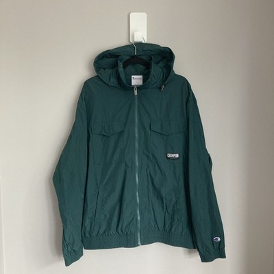 Champion Herren Windbreaker Trainingsjacke Large Grün Full Zip Nylon