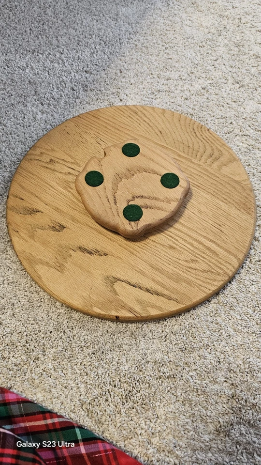 Tocadiscos Lazy Susan de madera maciza de roble vintage danos este día nuestro pan diario Foto 4 de 4