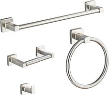 Brushed Nickel Bathroom Hardware Set 4 Pieces,Towel Bar Set Stainless Steel Wall