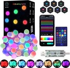 Color Changing Globe String Lights, 33Ft Smart Fairy String Lights with APP Cont