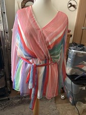 Pastel Striped Tunic Top Size 20