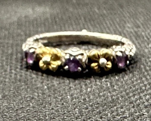 BARBARA BIXBY AMETHYST FLOWER STACK RING SIZE 6 S… - image 1