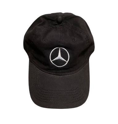 Mercedes-Benz Badge Logo Embroidered Fitted Ball Cap Front Stitch Original Black