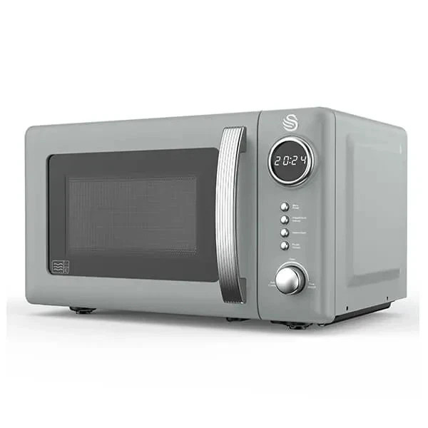Swan Retro 20L Digital Microwave, 5 Power Levels, 12 Auto Cook Pre-sets, Defrost by Weight or Time, LED Display, 800W, Grey, SM4425GRY - Image 2