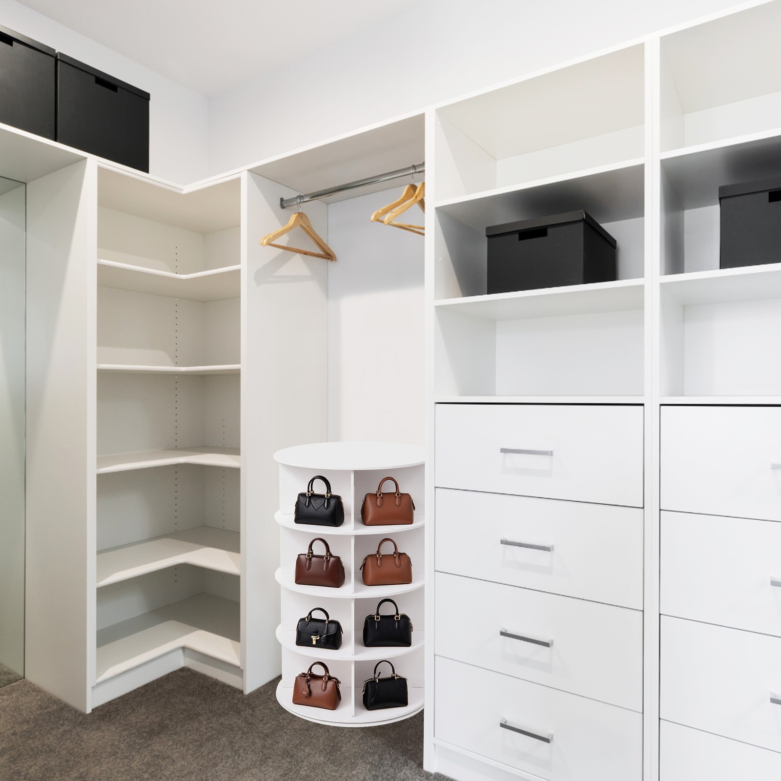 4 Tier Rotating Shoe Rack Tower, Free Standing 360° Shoe organizer Lazy Susan