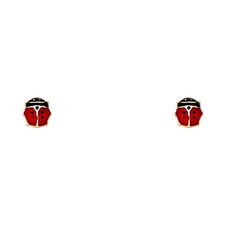 14k Yellow Gold Cute Lady Bug Stud Animal Insect Garden Nature Earrings