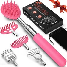 Telescoping Back Scratcher with 5Pcs Detachable Heads,Fathers Day Dad Gifts from