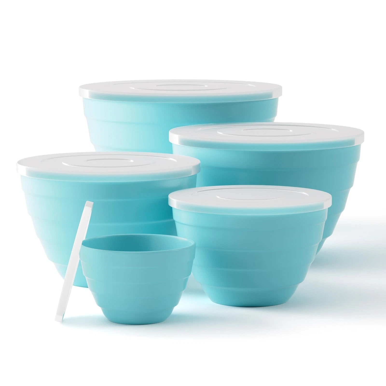 Mixing Bowls with Lids, 10-Piece Nesting Melamine Bowls Set for Prepping Serv...