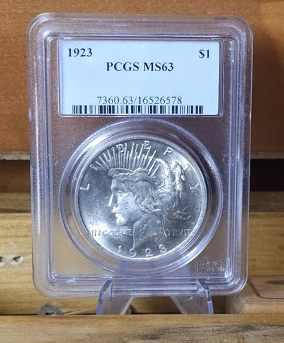 1923 Peace Silver $1 Dollar Coin PCGS MS 63