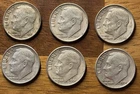 Lot of 6 1961 Roosevelt Dimes Silver