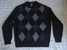 DOCKERS Sweater Men Charcoal Gray Black Diamond Argyle Long Sleeve Preppy Large