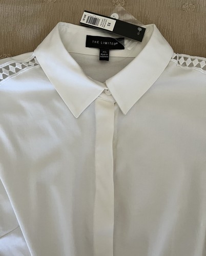 The Limited white cotton long sleeve blouse top sz xs - Afbeelding 2 van 4