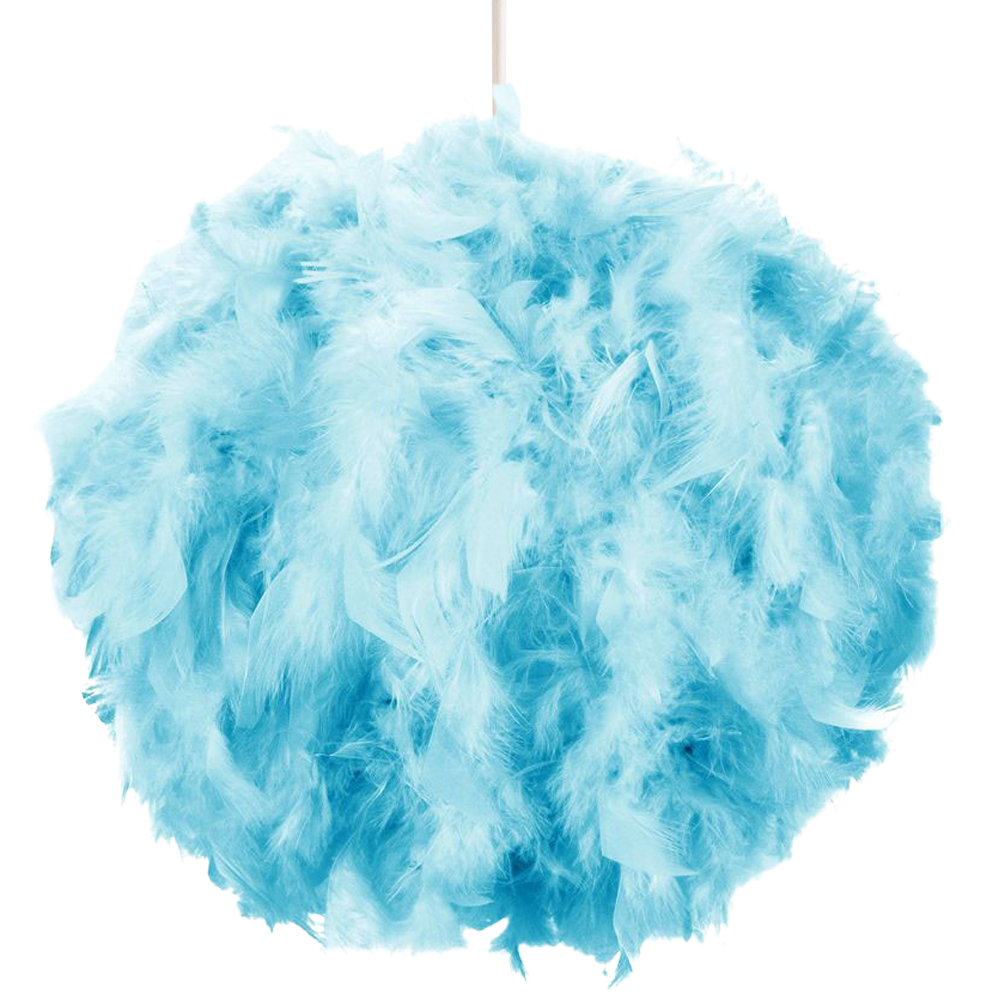 Contemporary and Unique Large Teal Real Feather Decorated Pendant Light Shade...