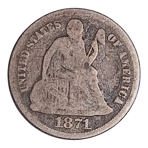 1871 Seated Liberty Dime AG Silver 10C Philadelphia #939