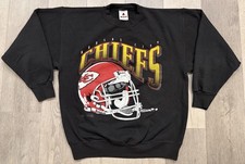 Vintage 90s Kansas City Chiefs Riddell Logo Black Sweatshirt - Large