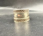 Vintage 925 Sterling Silver Wide Band Ring CI Hallmark Chunky Chain Link Border