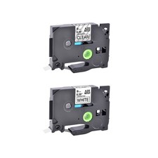 2 Compatible with Brother TZ TZe-121 221 9mm Black on Clear/White Label Tape