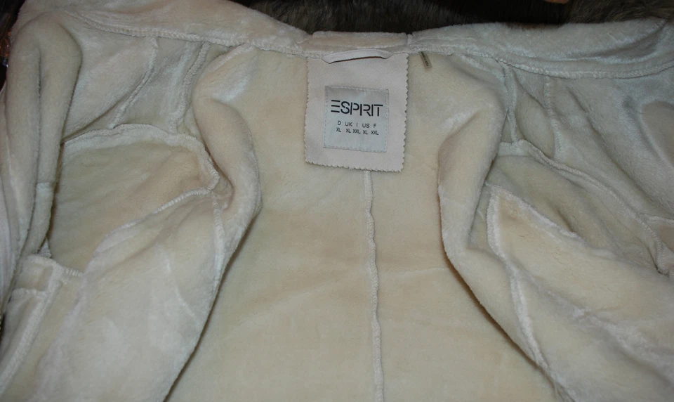 XL NWT Esprit Faux Suede Hooded Coat with Faux Fur Trim Hood - Image 3 of 4