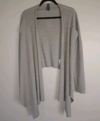 Athleta Gray Ribbed Solstice Wrap Cardigan Sweater Size Medium M