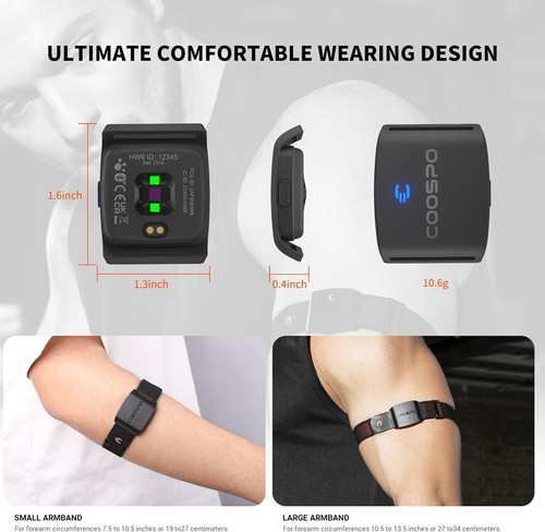 COOSPO HW9 Heart Rate Monitor Armband,ANT+ and Dual Bluetooth5.0 HRM,Optical Hea - Picture 5 of 8