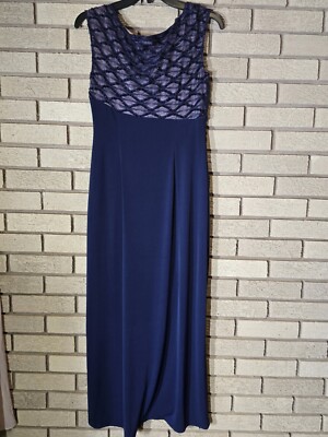 connected apparel blue dress Connected Apparel Blue Maxi Cocktail Dress Size 6P