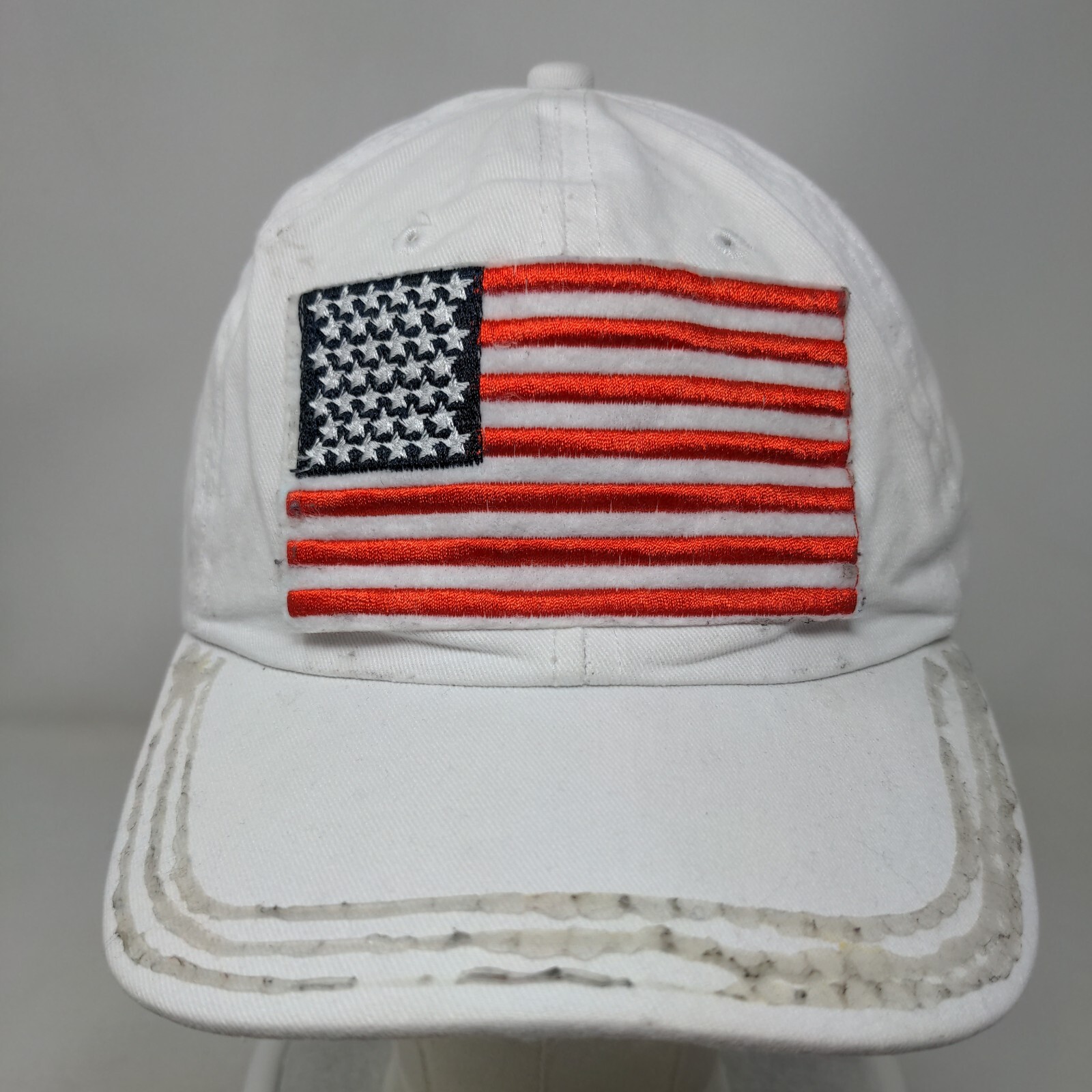 American Flag Patch Slideback Hat White OSFM Adju… - image 2