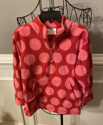 NEW Hanna Andersson Girls Plush Pullover Jacket Size Pink Dot
