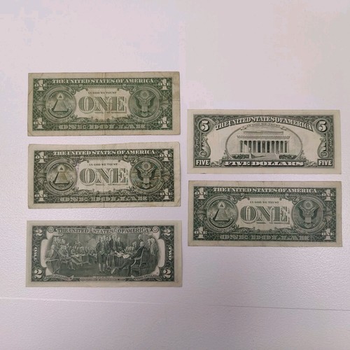 1963 B one dollar note 1988 $5 bill 1976 two dollar banknote 1957 $1 1981 - Picture 3 of 14