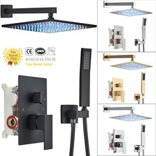 Shower Faucet Set with Valve Shower System LED Rain Shower Head Combo Wall Mount