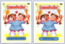 Garbage Pail Kids At Play Paddle Ball Toy Spoof Heather & Patty 2 Card Set