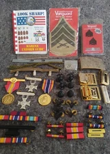 Huge Military Lot Vanguard, Officers' Equipment Co. Pins Medals Buckles Stripes