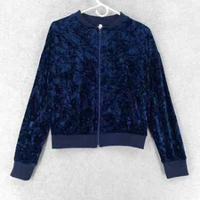 Roper Crushed Velvet Jacket Womens Small Velour Blue Western Bomber