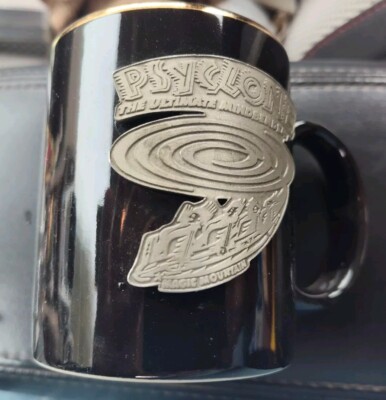 1991-2006 Magic Mountain Psyclone Roller Coaster Cup Pewter Applique Valencia CA