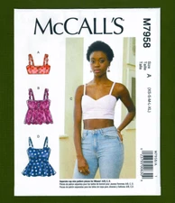 Misses Crop Top, Mini Top, Summer Tops Sewing Pattern (Sizes XS-XL) McCalls 7958