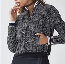 Fabletics Mesh Tia Black White Bomber Jacket Size M