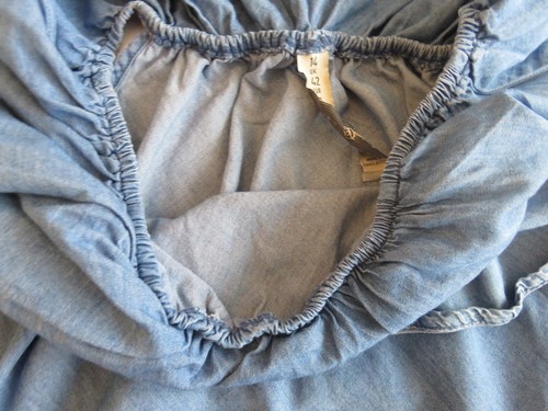 DENIM & CO PRETTY BLUE 100% COTTON SHORT DRESS WITH A BIG YOKE COLLAR UK 12 - Picture 12 of 13