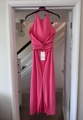 pink backless dress zara Open Back Halter Midi Size S 4772/343 Wedding Holiday Cotton On jersey boat Spring Outfits Prom Spring size-us-12 SIZE:M / 6-8