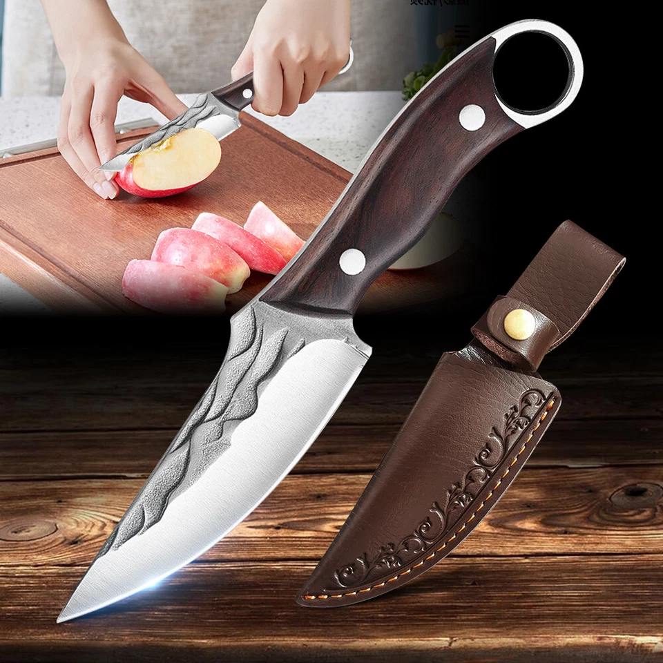 Viking knife Chef Knife Japan Kitchen Meat Cleaver Butcher Boning Knife w/Sheath - Image 2 of 4