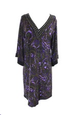 Michael Michael Kors New Brown Angel-Sleeve Studded Neck Dress M $150