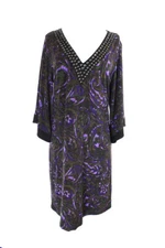 Michael Michael Kors New Brown Angel-Sleeve Studded Neck Dress M $150