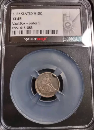 1837 Seated Liberty H10c Half Dime NGC XF45 – Series 5 VaultBox Coin Silver 