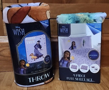 Disney Wish Kids Microfiber Twin Sheet Set 4 Pieces And Throw Blanket-NEW