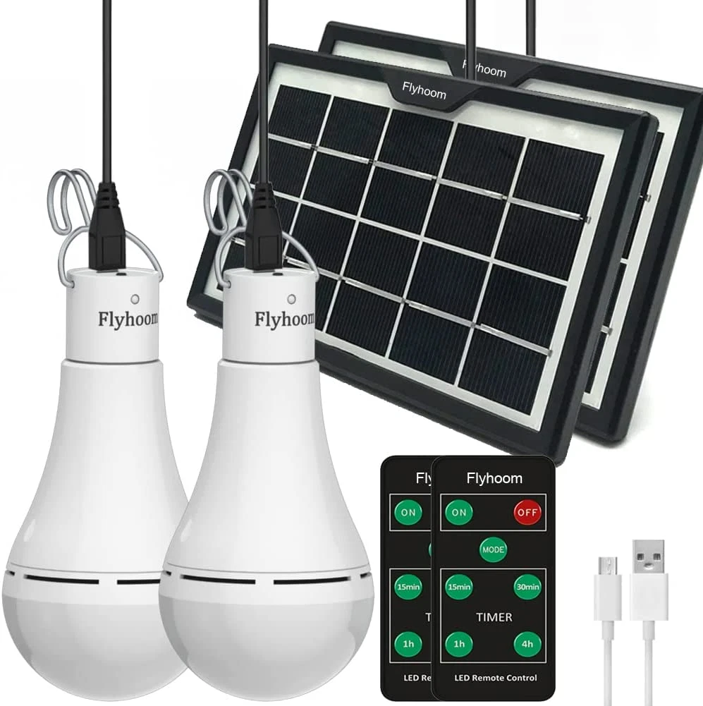 Solar Indoor Light Bulb with Remote Timer Home Solar Chicken Coop Lights with Ti