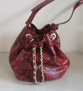 red snakeskin bag