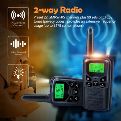 2X Walkie Talkie 22CH GMR Hand Funkgeräte Akku Sprechfunkgeräte Wiederaufladbar