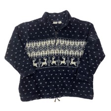 Vintage Cherokee Heavy Fleece Christmas Reindeer Womens L/xl 1.4 Zip Pullover