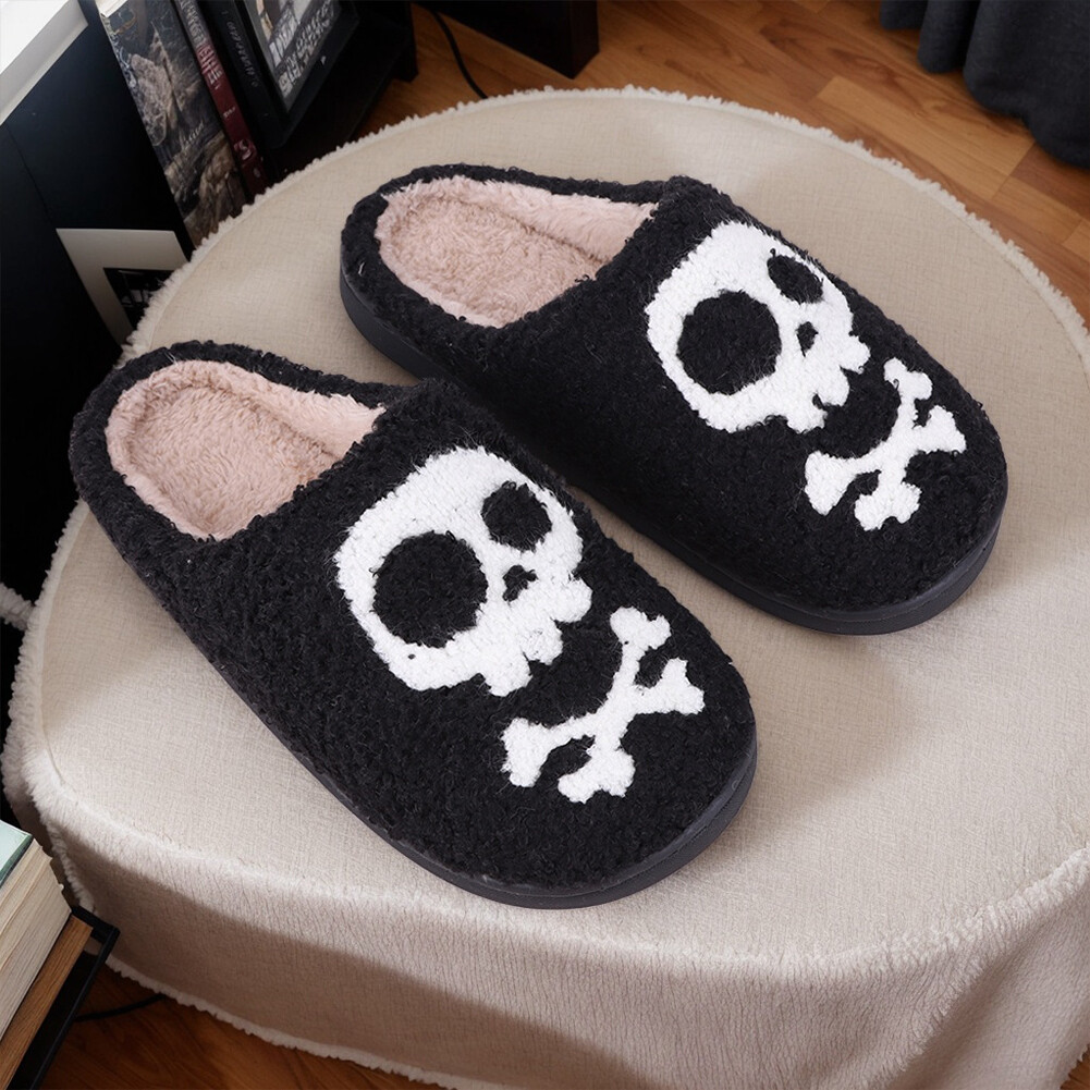 APL Halloween Scheletro Peluche Pantofole Teschio Fuzzy Comode per Uomo Donna